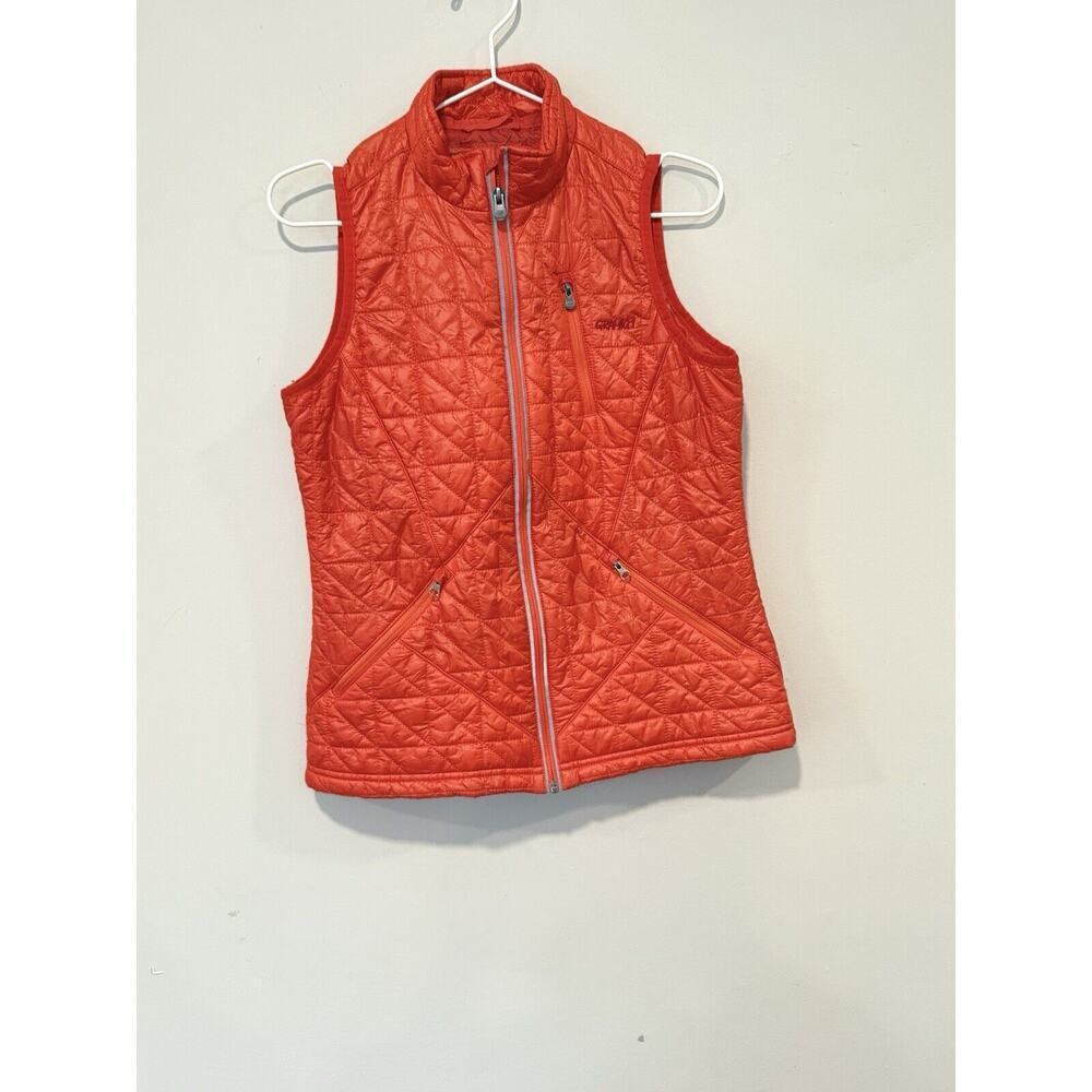 Gramicci Vest Womens Insulated Small Orange Full Zip Hiking 3 Pockets 1692